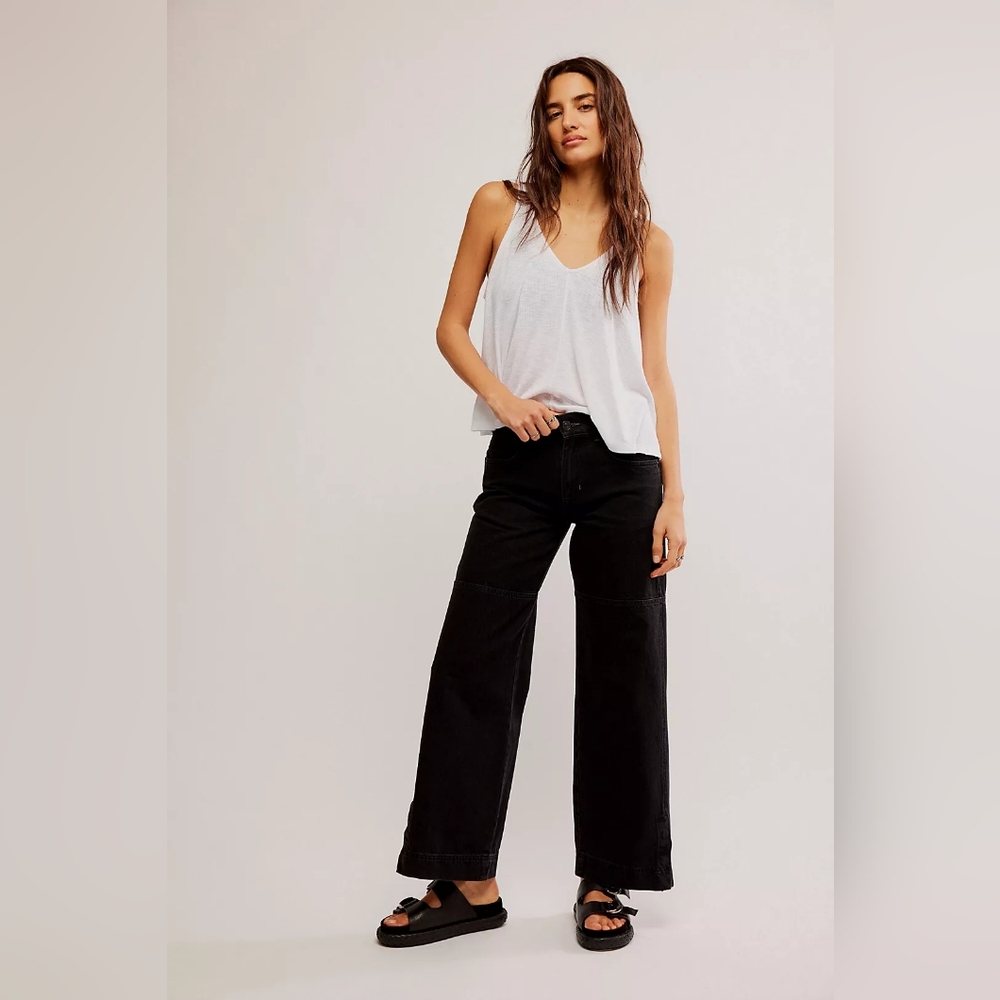 Free People Black Wide Leg Flare Jeans